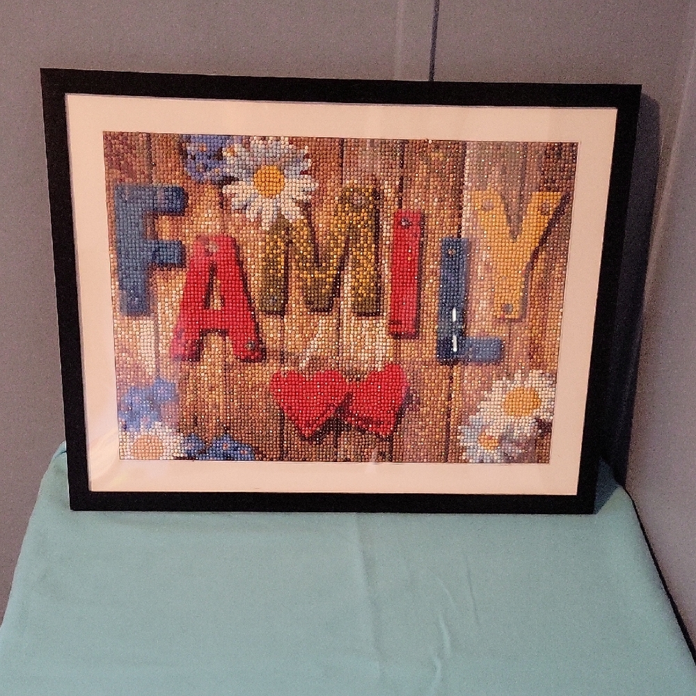 🆕️ Handmade Family Diamond Art Print with Black Frame 12x16